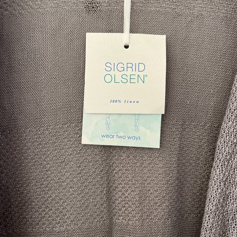Sigrid Olsen Woman's Gray 100% Linen Open-Front W… - image 4